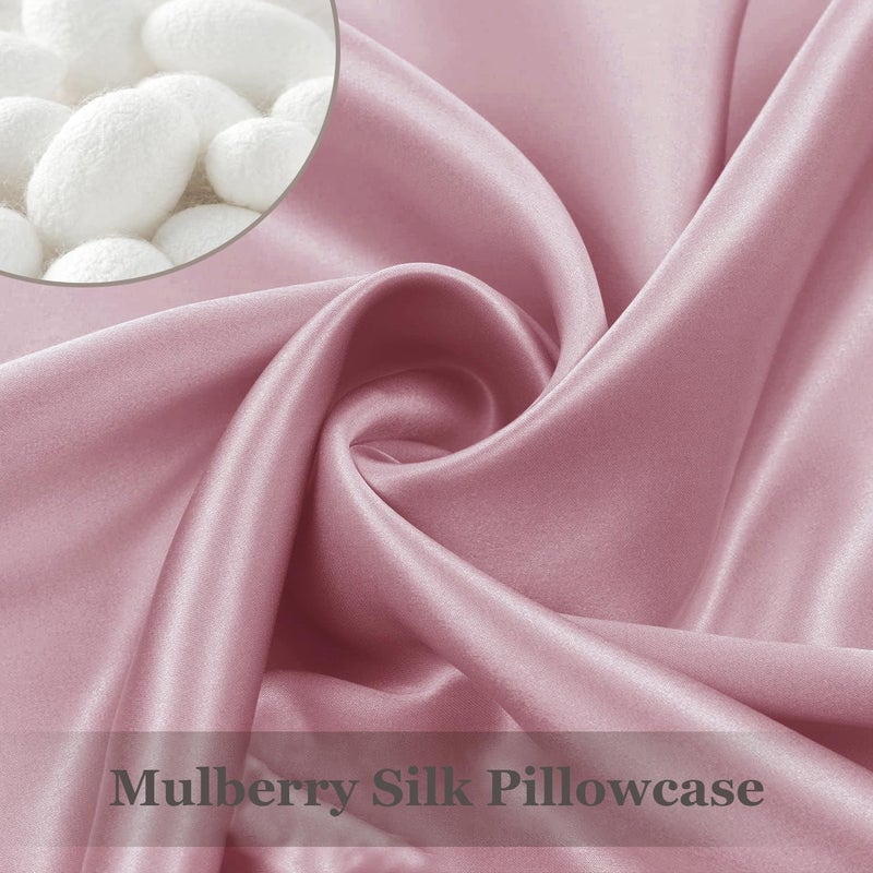 Adubor 100% Silk Pillowcase - Mulberry Silk Pillow Cases, 23 Momme 6A Grade Fibers, Silk Pillow Case for Hair and Skin Health, with Hidden Zipper (Queen 20''x30'', Pink, 1PC) - Image 3